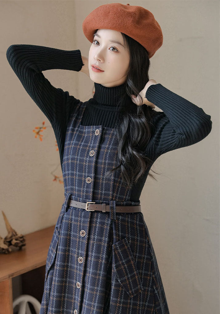 Vestido estilo pichi a cuadros con botones
