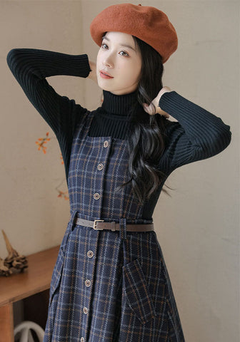 Vestido estilo pichi a cuadros con botones