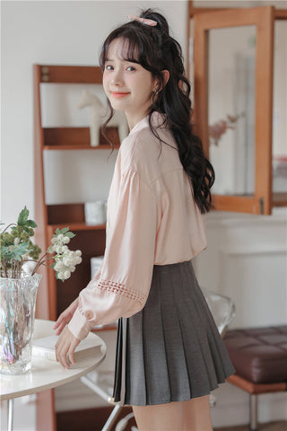 Pintuck Puff Sleeve Blouse