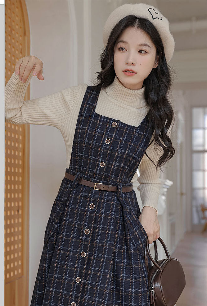 Vestido estilo pichi a cuadros con botones