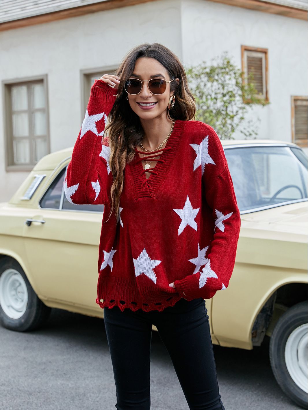 Vintage Star Jacquard Pullover Sweater