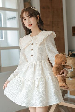 Jacquard-Babydoll-Minikleid mit Peter-Pan-Muster