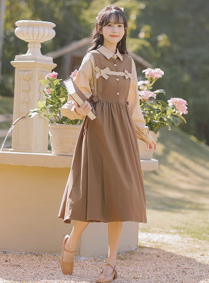 Cocoa Bows Twofer Midi Dress