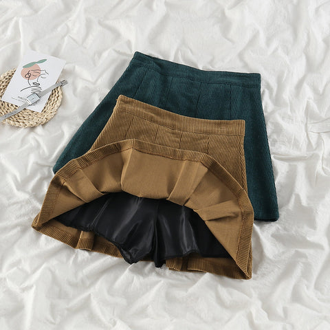 Corduroy Pleated Skirt