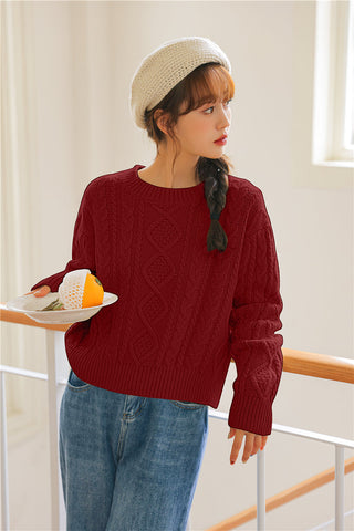 Basic-Pullover mit Zopfmuster