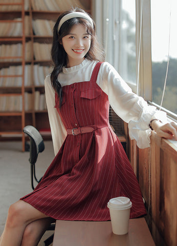 Vestido mini de rayas con botones