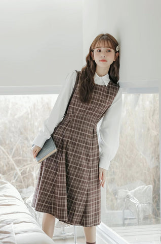 Cocoa Plaid Midi Dress