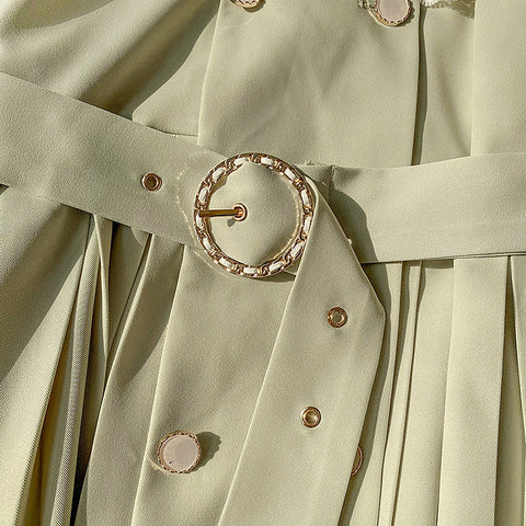 Matcha Peter Pan Pleated Dress