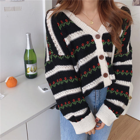 Floral Stripe Cardigan