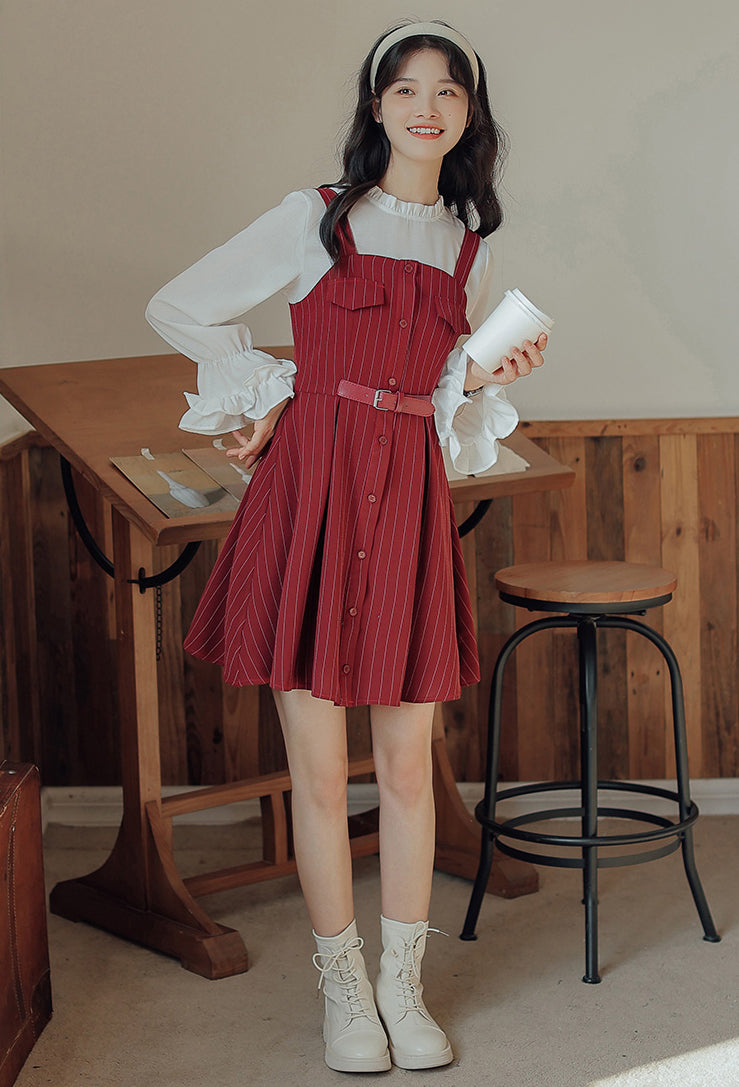 Vestido mini de rayas con botones