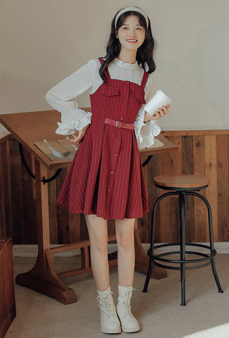 Vestido mini de rayas con botones