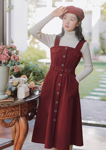 Corduroy Button Up Midi Dress