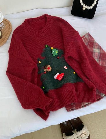 Suéter con dijes de árbol de Navidad