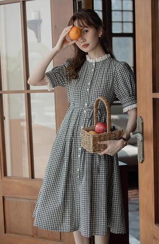 Button Up Plaid Midi Dress