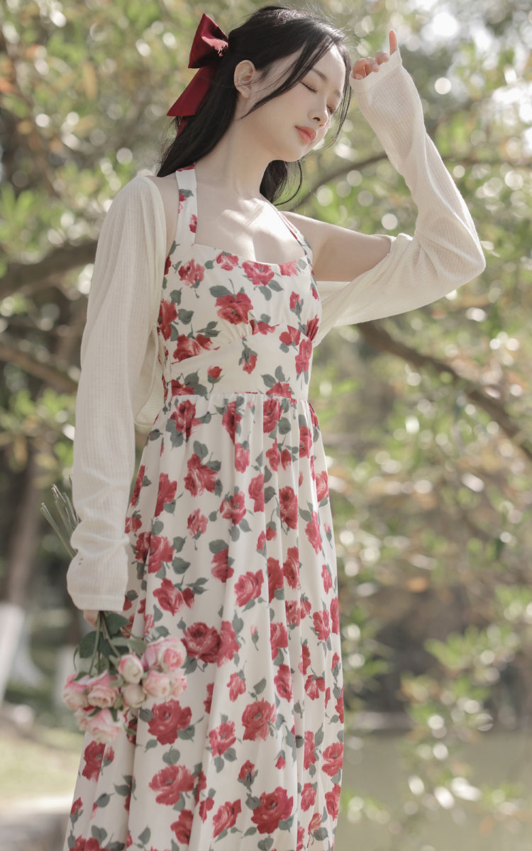 Retro Rose Midi Dress