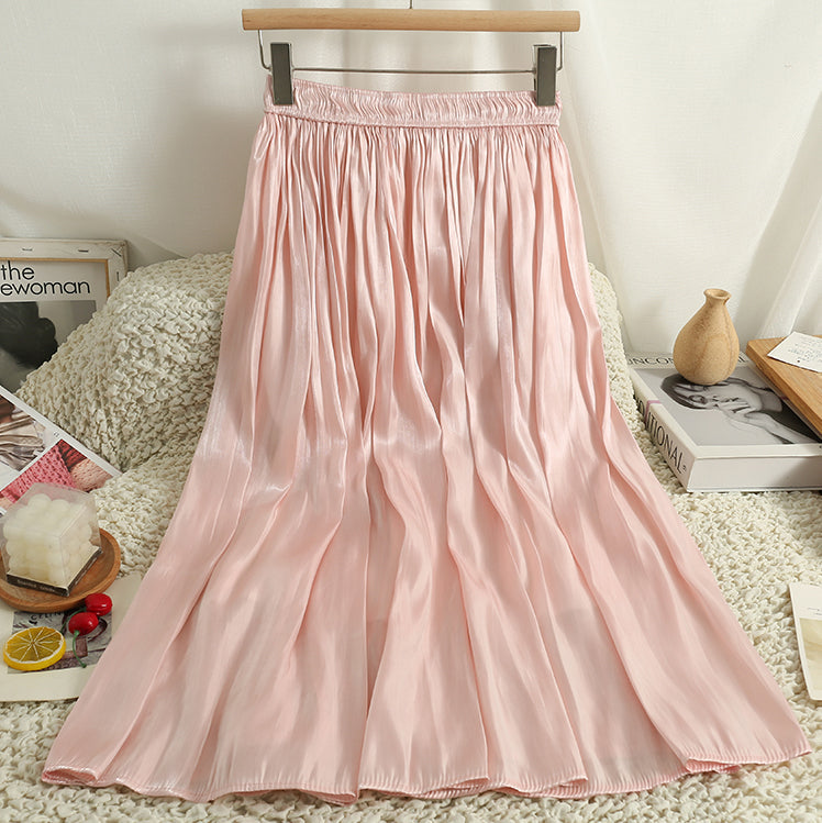 Satin Shine Midi Skirt