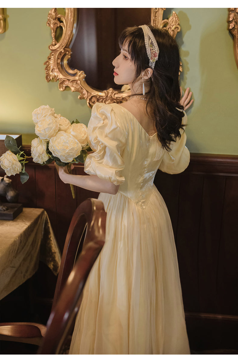 Belle Satin Puff Sleeve Maxi Dress