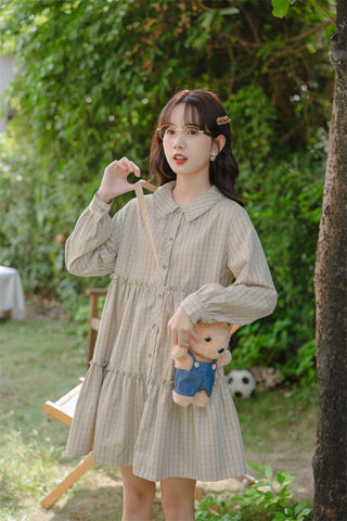 Curiosity Plaid Shirt Dress