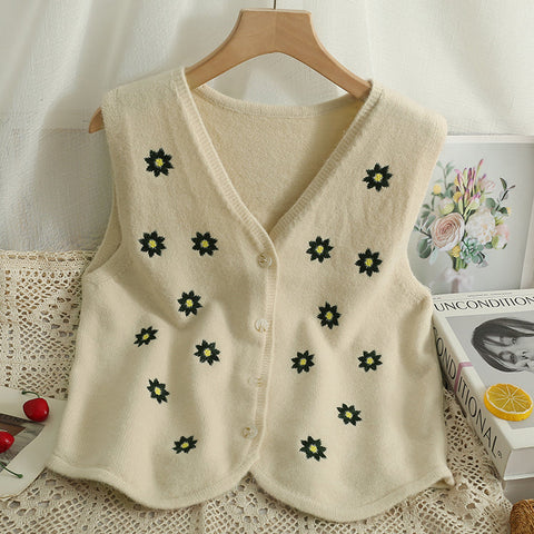 Embroidered Daisy Vest
