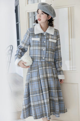 Elsa Plaid Tweed Midi Set