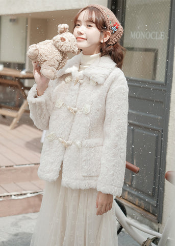 Abrigo de piel con botones Little Rose