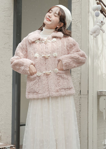 Abrigo de piel con botones Little Rose