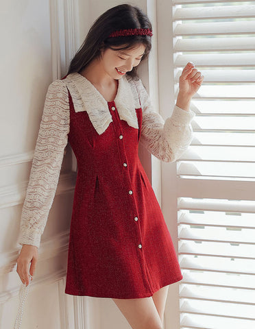 Lace Bow Sweater Dress