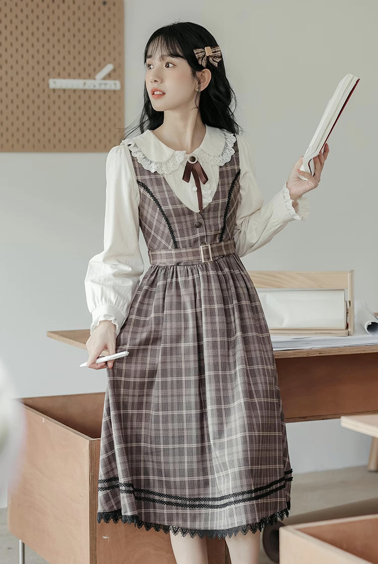 Mocca Plaid Midi Dress