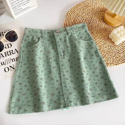 Spring Floral Twill Skirt