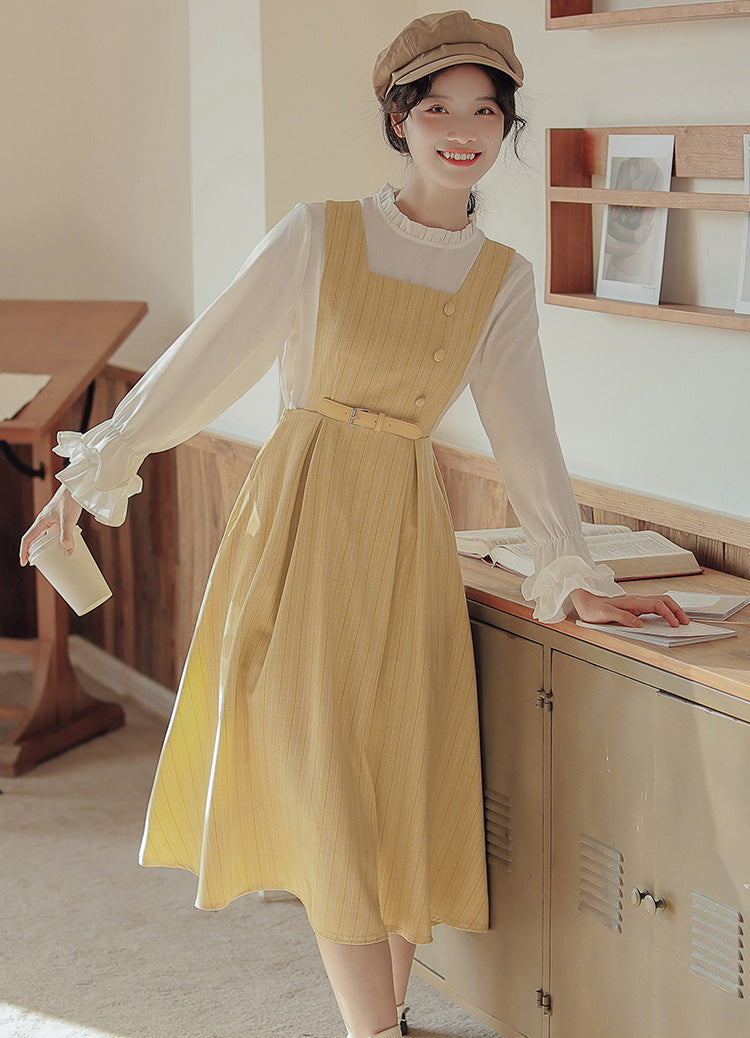 Vestido estilo pichi de rayas pastel