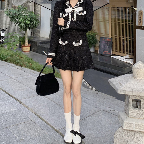 Conjunto de tweed sencillo y elegante