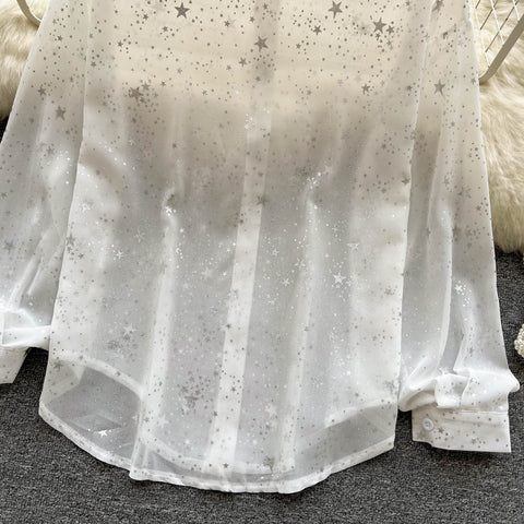 Sheer Starry Button Up Shirt