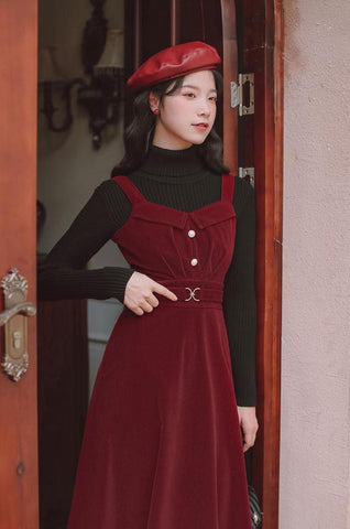 Corduroy Pearl Cami Midi Dress