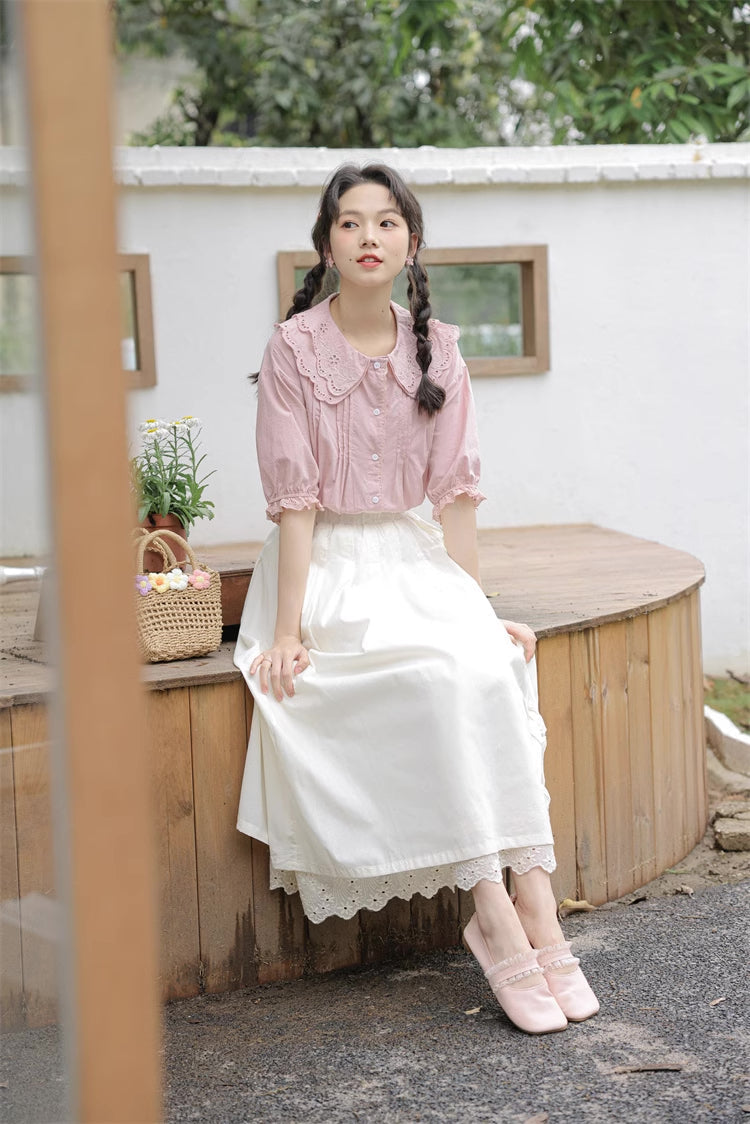 Bluse mit Broderie-Kragen