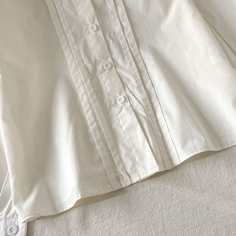 Hemd mit plissiertem Peter-Pan-Kragen und Knopfleiste