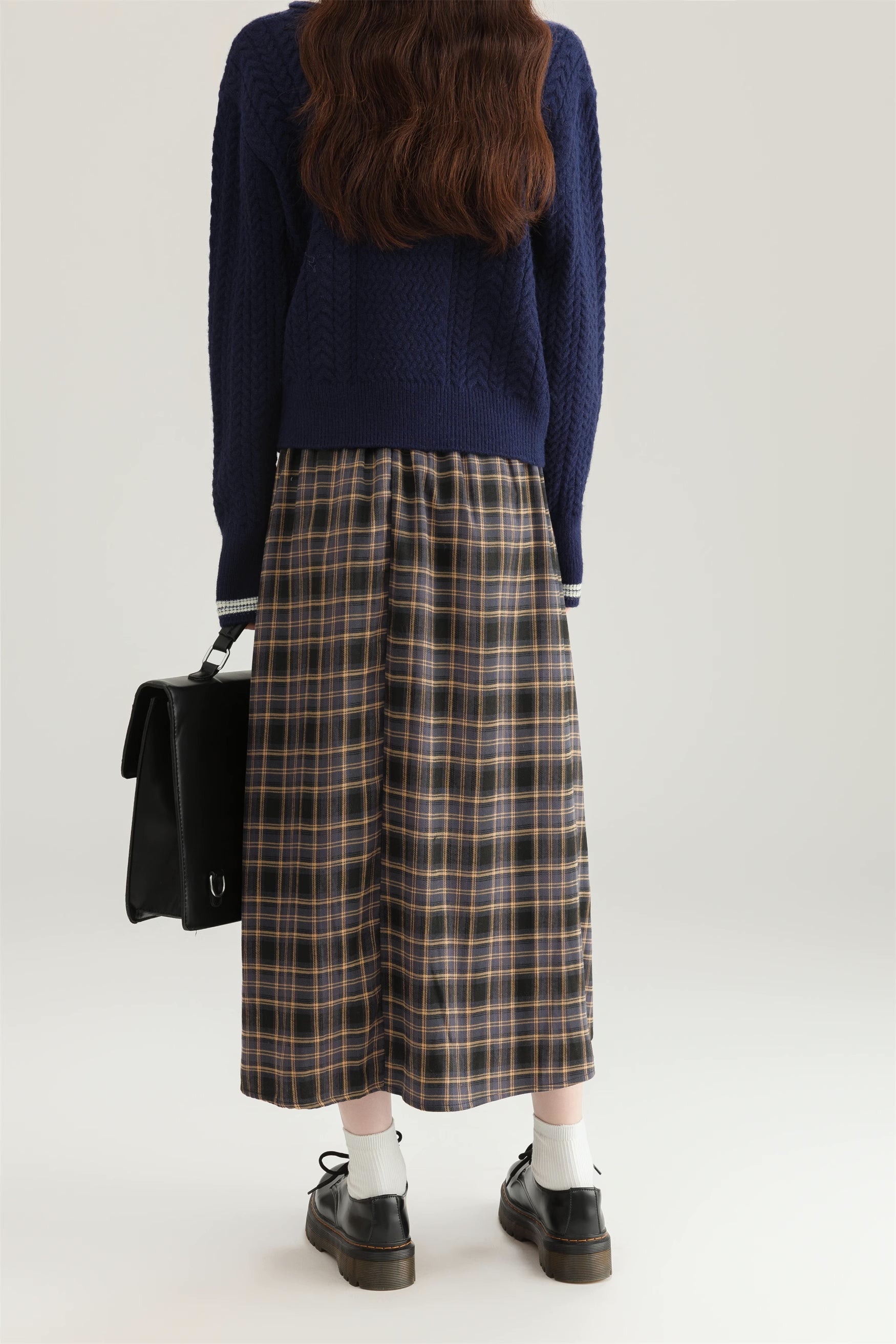 Autumnal Plaid Midi Skirt