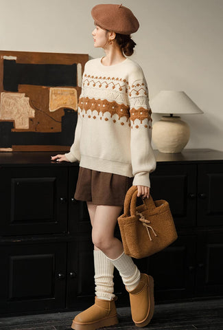 Suéter Fair Isle color canela