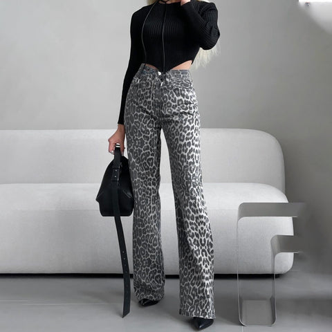 Washed Denim Slim Retro Distressed High Waist Jeans