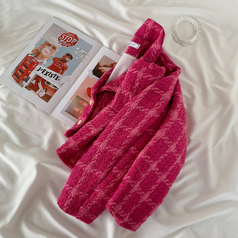 Tweed-Blazer-Rock-Set mit Karomuster