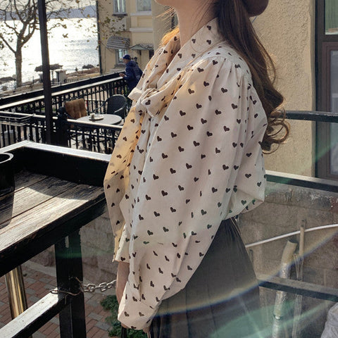 Little Hearts Tie Up Blouse