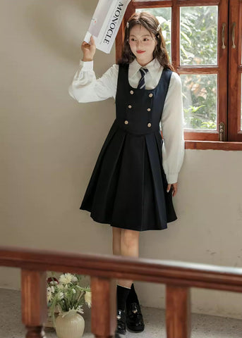 Double Breasted Mini Pinafore Set