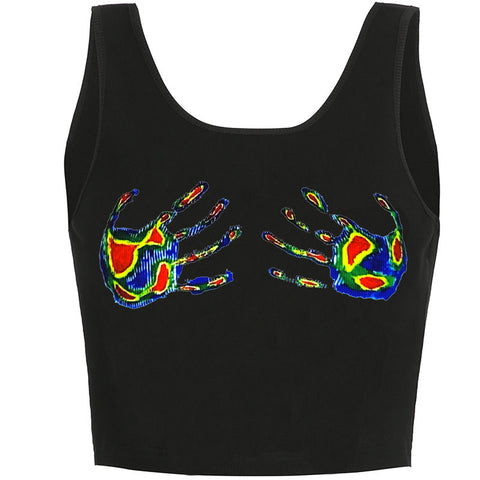 Kurzes Tanktop mit Palmen-Grafik