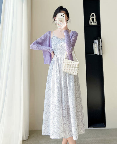 Vestido camisola con cordones y flores de mayo
