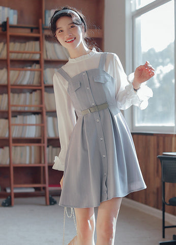 Vestido mini de rayas con botones