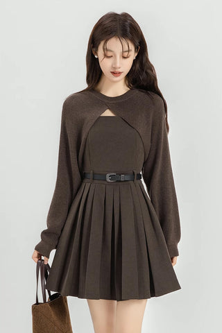 Two-Piece Mini Cami Dress & Sweater Set