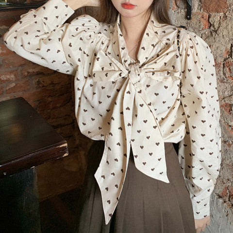 Little Hearts Tie Up Blouse
