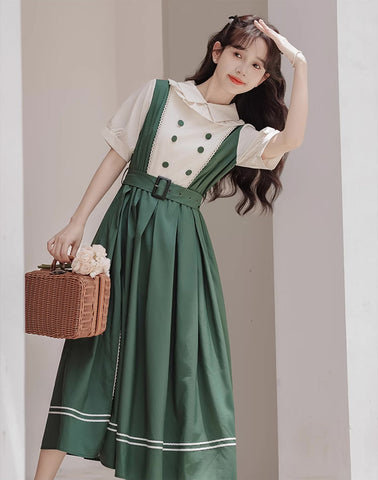 Lolita Kurzärmliges Midikleid mit Kunstlagen