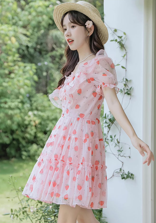 Erdbeermädchen-Minikleid