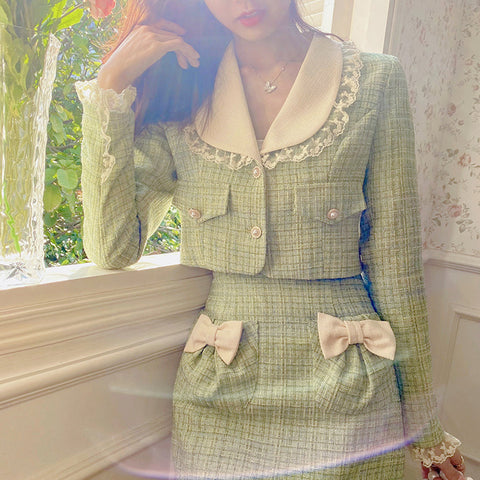 Conjunto de tweed Peter Pan de Matcha