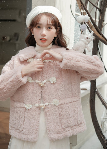 Abrigo de piel con botones Little Rose